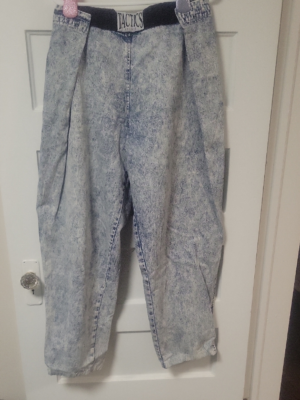 Tactics Acid Wash High-Waist Jeans - Light Blue